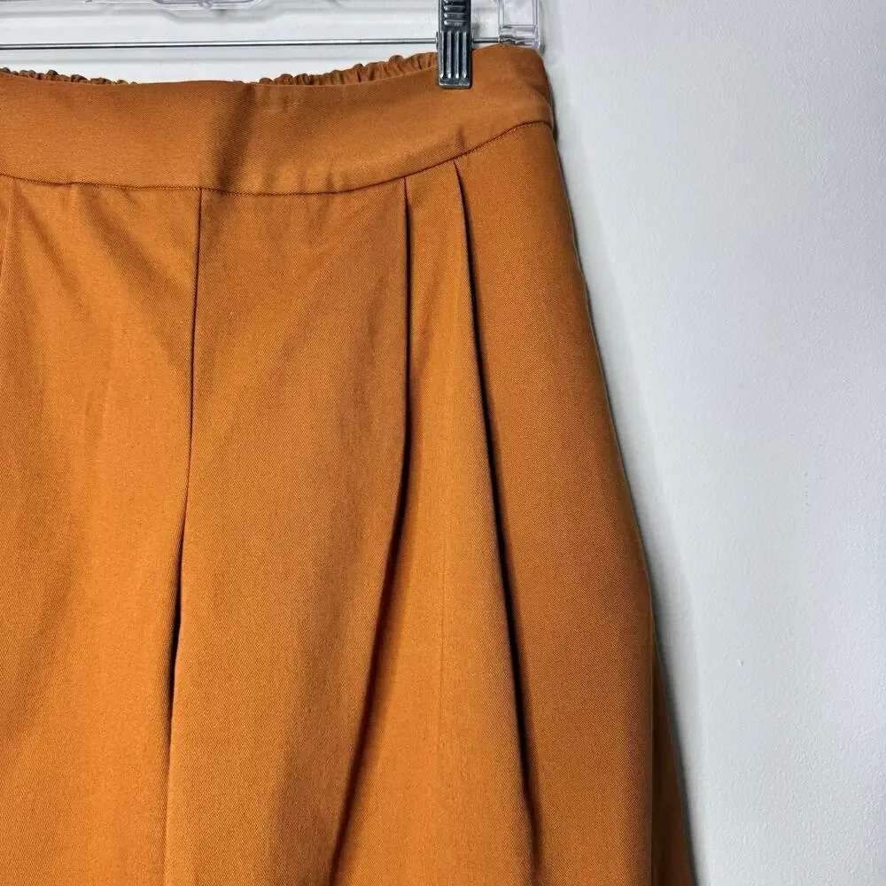 Juliette Fabbri Wide Leg Pleated Cotton Pants Rust Orange Size 1 / Small
